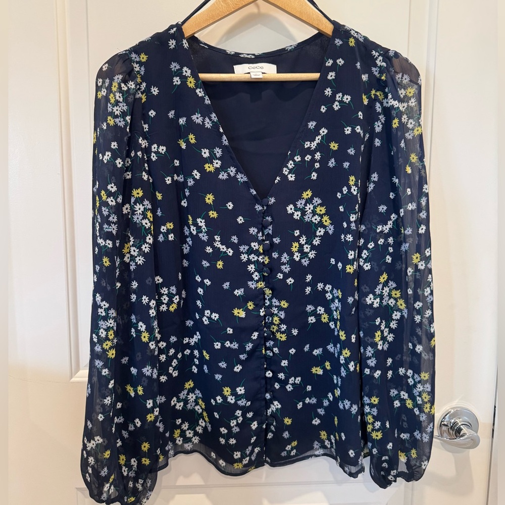 CeCe - Floral Print Midnight Blue Apparel